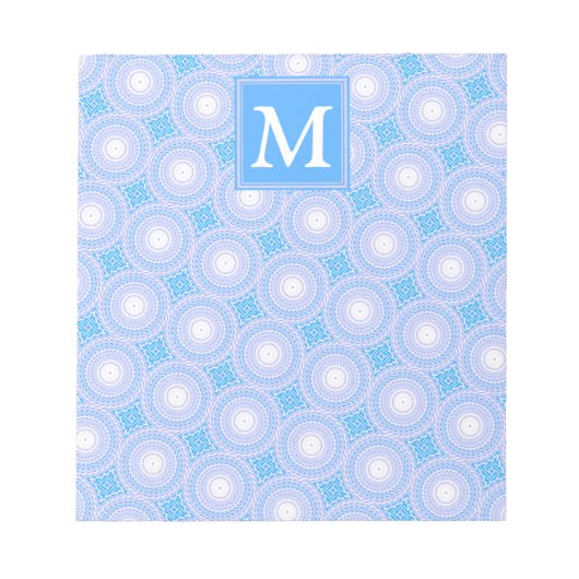 Bloc-note Monogramme Cercles bleu électrique motif (Devant)