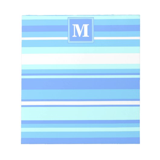 Bloc-note Monogramme ciel bandes bleues (Devant)