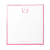 Bloc-note Monogramme classique Cimier rose double bordure (Devant)