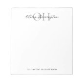 Bloc-note Monogramme classique moderne noir et blanc (Devant)