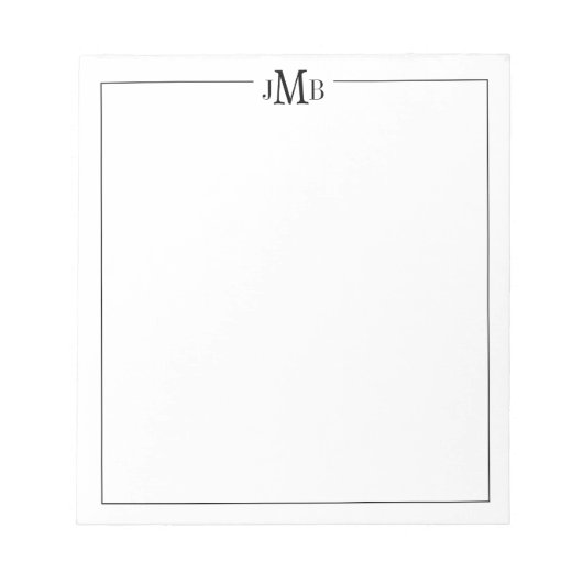 Bloc-note Monogramme classique, noir et blanc (Devant)