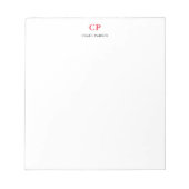 Bloc-note Monogramme Classique Professionnel Rouge Blanc Uni (Devant)