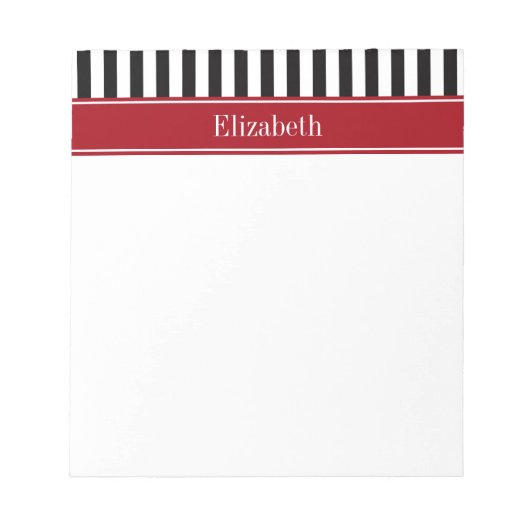Bloc-note Monogramme Cranberry Rayure Noir Blanc (Devant)