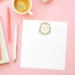 Bloc-note Monogramme Crest citron, rose et orange personnali
