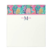 Bloc-note Monogramme d'ananas bleu Preppy Rose Turquoise Nav (Devant)