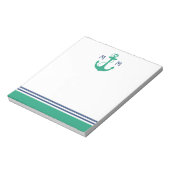 Bloc-note Monogramme d'Ancre du coeur vert (Tourné)