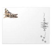 Bloc-note Monogramme d'aquarelle bergère allemand personnali (Devant)