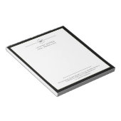 Bloc-note Monogramme d'avocat noir et blanc de bureau modern (Incliné)
