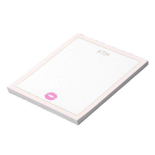 Bloc-note Monogramme de baiser rose simple (Tourné)