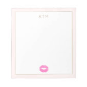 Bloc-note Monogramme de baiser rose simple (Devant)