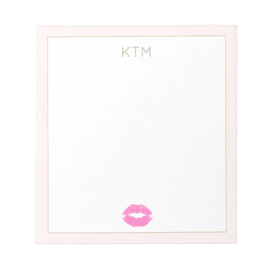 Bloc-note Monogramme de baiser rose simple (Devant)
