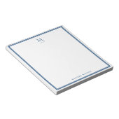Bloc-note Monogramme de base personnalisé avec bordure bleu  (Incliné)