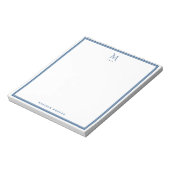 Bloc-note Monogramme de base personnalisé avec bordure bleu  (Tourné)