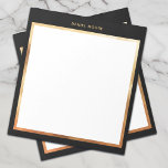Bloc-note Monogramme de cadre en or noir et métallique de lu<br><div class="desc">Ce bloc-notes chic noir & or est parfait pour le minimaliste moderne. Avec son look luxueux et professionnel,  il est parfait pour les amateurs de noir et or et de choses modernes.</div>