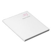 Bloc-note Monogramme de calligraphie unique blanc rose Initi (Incliné)