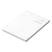 Bloc-note Monogramme de calligraphie unique blanc rose Initi (Tourné)