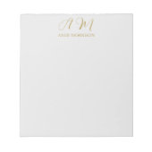 Bloc-note Monogramme de couleur or initiale nom calligraphie (Devant)