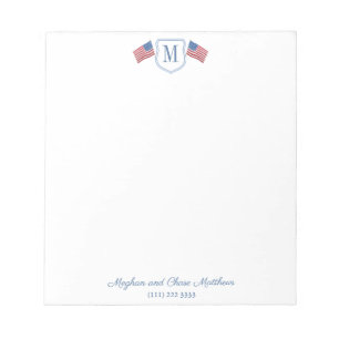 Bloc-note Monogramme de famille avec drapeau américain patri