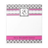 Bloc-note Monogramme de la dame noire et rose tendance E (Devant)