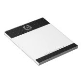 Bloc-note Monogramme de laurier blanc sur fond noir Petits p (Incliné)