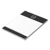 Bloc-note Monogramme de laurier blanc sur fond noir Petits p (Tourné)