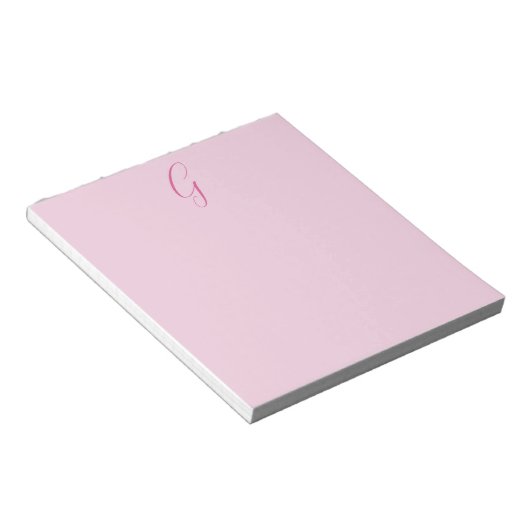 Bloc-note Monogramme de lettre initiale rose clair chic uni (Incliné)