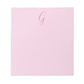 Bloc-note Monogramme de lettre initiale rose clair chic uni (Devant)