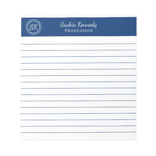 Bloc-note Monogramme de marine simple et élégant (Devant)