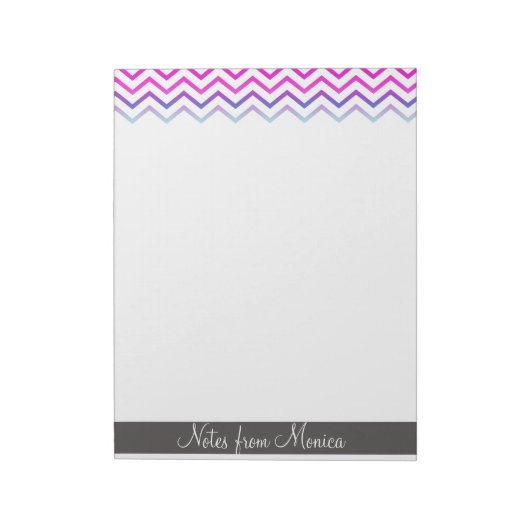 Bloc-note Monogramme de mémo personnalisé Chevron Motif rose (Tourné)