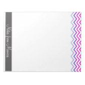 Bloc-note Monogramme de mémo personnalisé Chevron Motif rose (Devant)