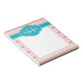 Bloc-note Monogramme de Motif Turquoise en bande rose (Incliné)