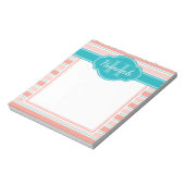 Bloc-note Monogramme de Motif Turquoise en bande rose (Tourné)
