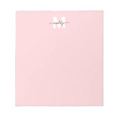 Bloc-note Monogramme de nom de calligraphie rose pâle fémini (Devant)