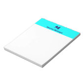 Bloc-note Monogramme de nom personnalisé minimal bleu néon (Tourné)
