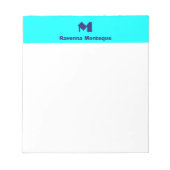 Bloc-note Monogramme de nom personnalisé minimal bleu néon (Devant)