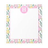 Bloc-note Monogramme de Pickleball Jaune rose pâle (Devant)