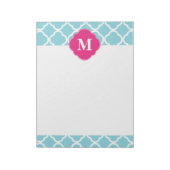Bloc-note Monogramme de Quatrefoil Rose Bleu (Tourné)