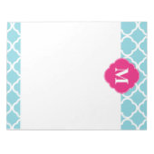 Bloc-note Monogramme de Quatrefoil Rose Bleu (Devant)