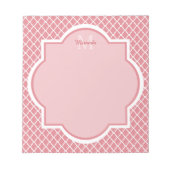 Bloc-note Monogramme de Quatrefoil Rose Chic Avec Nom (Devant)