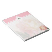 Bloc-note monogramme de rose rose rêveur (Incliné)