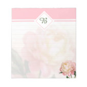 Bloc-note monogramme de rose rose rêveur (Devant)