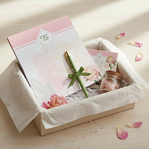 Bloc-note Monogramme de rose rose rêveur
