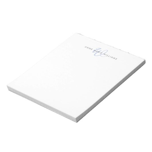 Bloc-note Monogramme de script bleu moderne (Tourné)