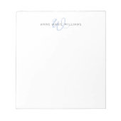 Bloc-note Monogramme de script bleu moderne (Devant)