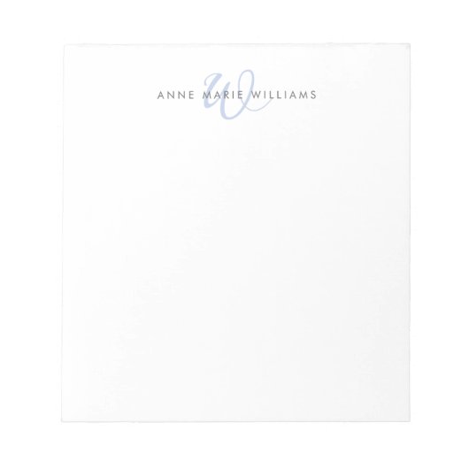 Bloc-note Monogramme de script bleu moderne (Devant)