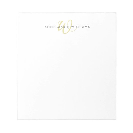 Bloc-note Monogramme de script Chartreuse moderne (Devant)
