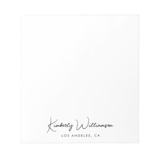 Bloc-note Monogramme de script de signature chic (Devant)