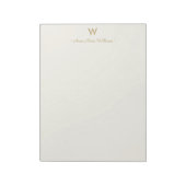 Bloc-note Monogramme de script doré en ivoire moderne (Tourné)