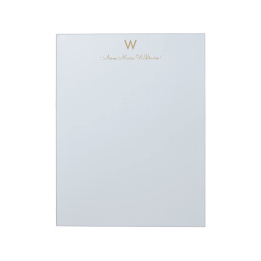Bloc-note Monogramme de script en or bleu clair moderne (Tourné)