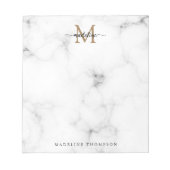 Bloc-note Monogramme de script féminin or marbre moderne (Devant)